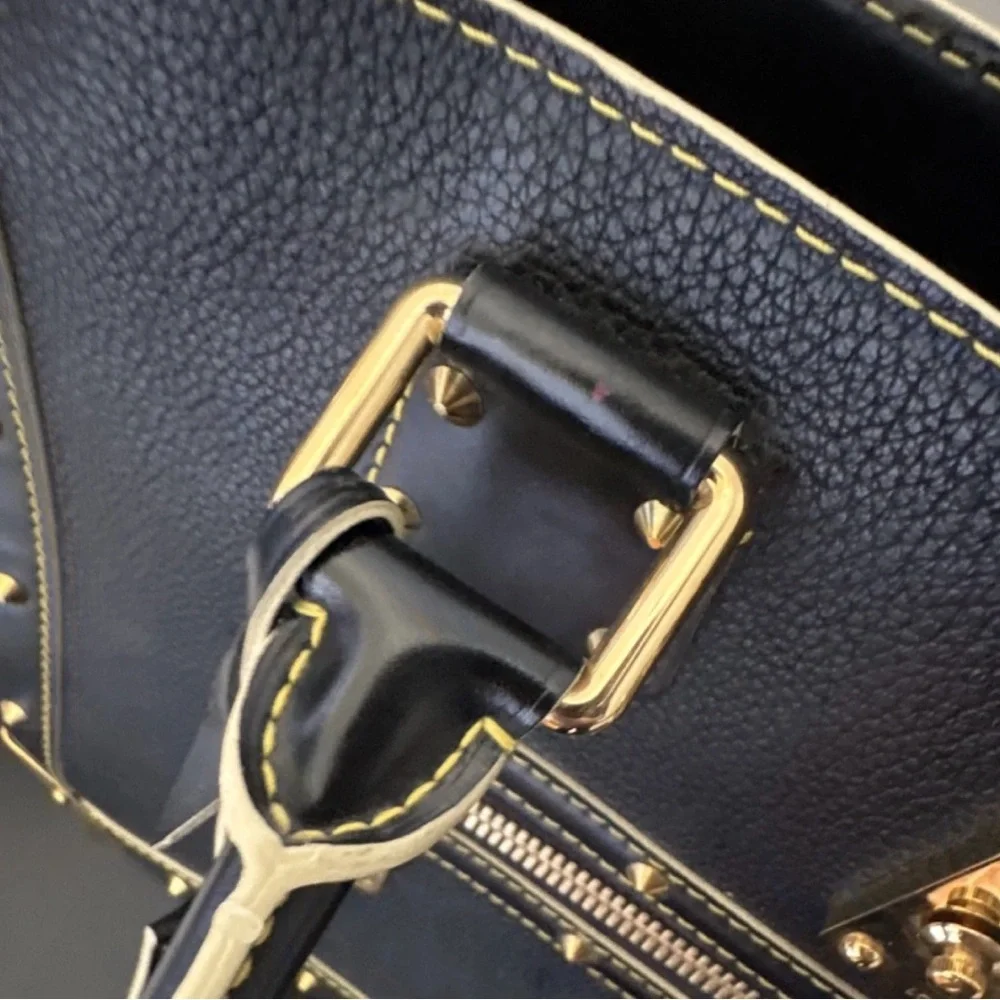 Louis Vuitton Black Leather Satchel with Gold Hardware - Picture 10 of 15